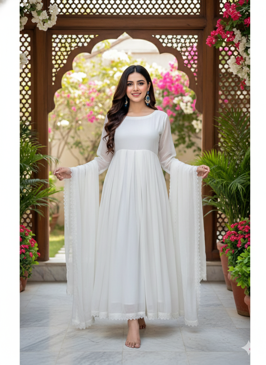 Pearl White Floral maxi