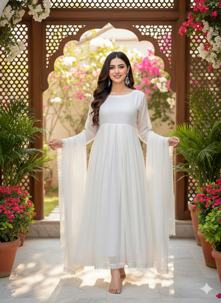 Pearl White Floral maxi