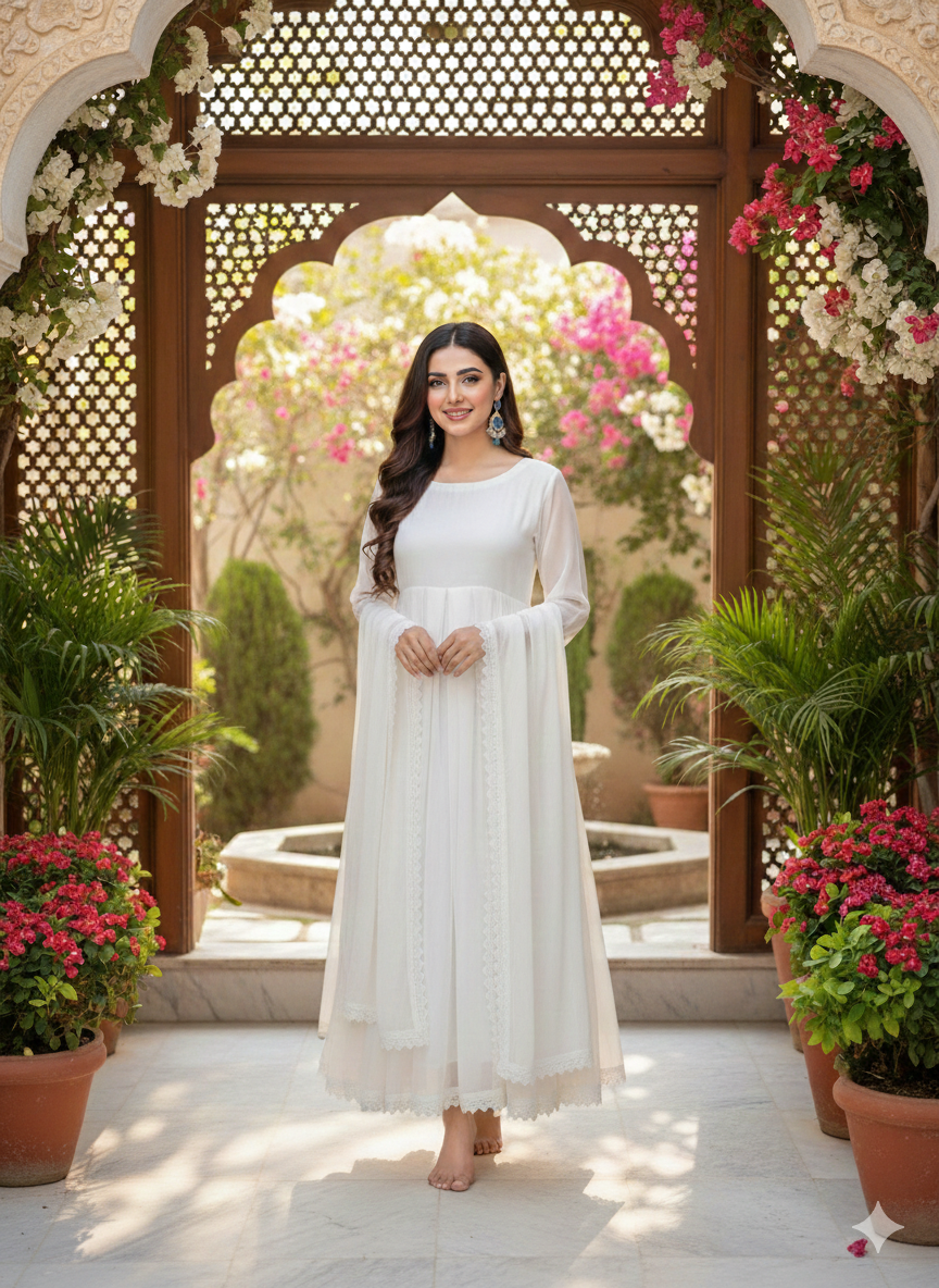 Pearl White Floral maxi