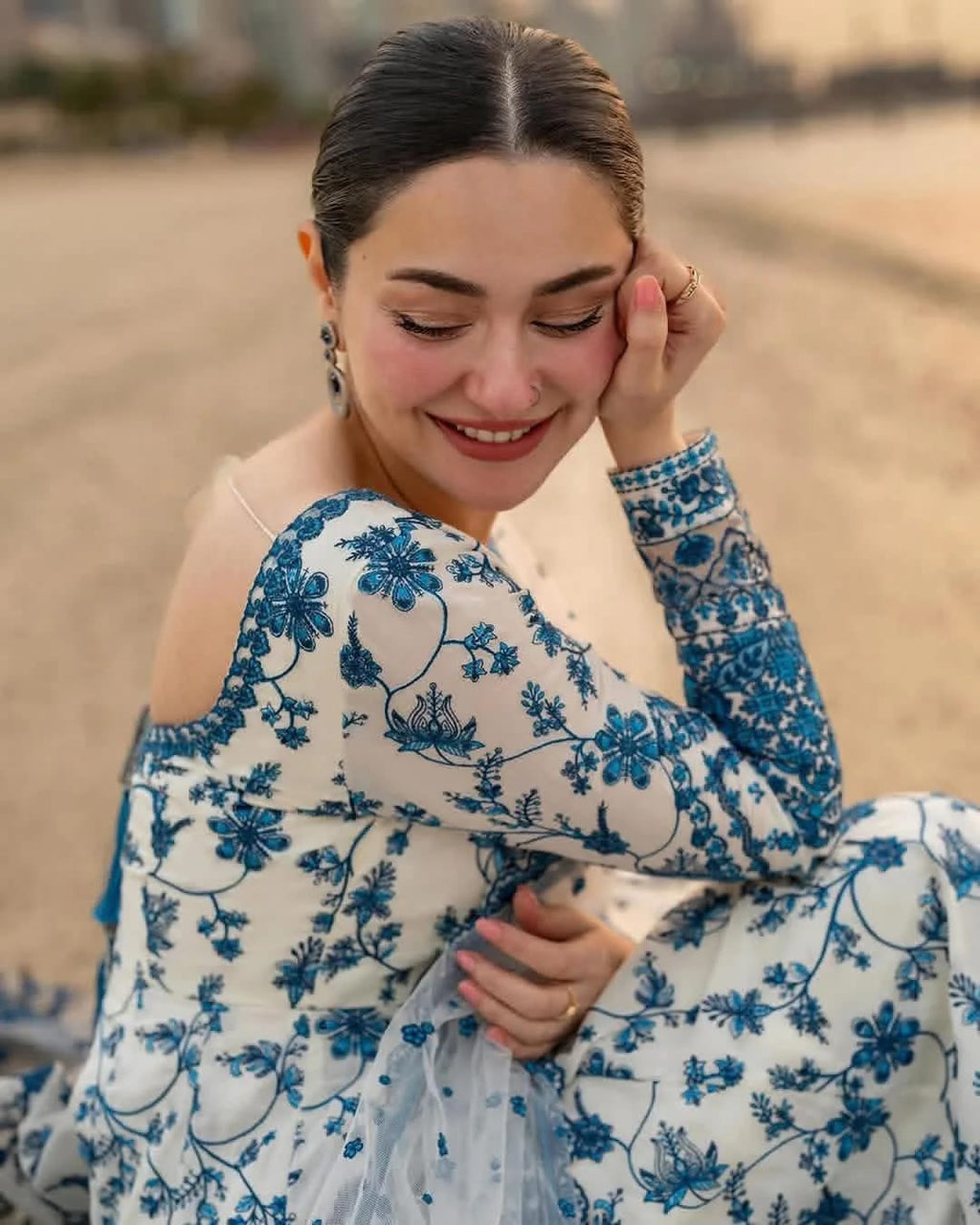 Hania Amir 3pcs Stiched Embroidered Dress