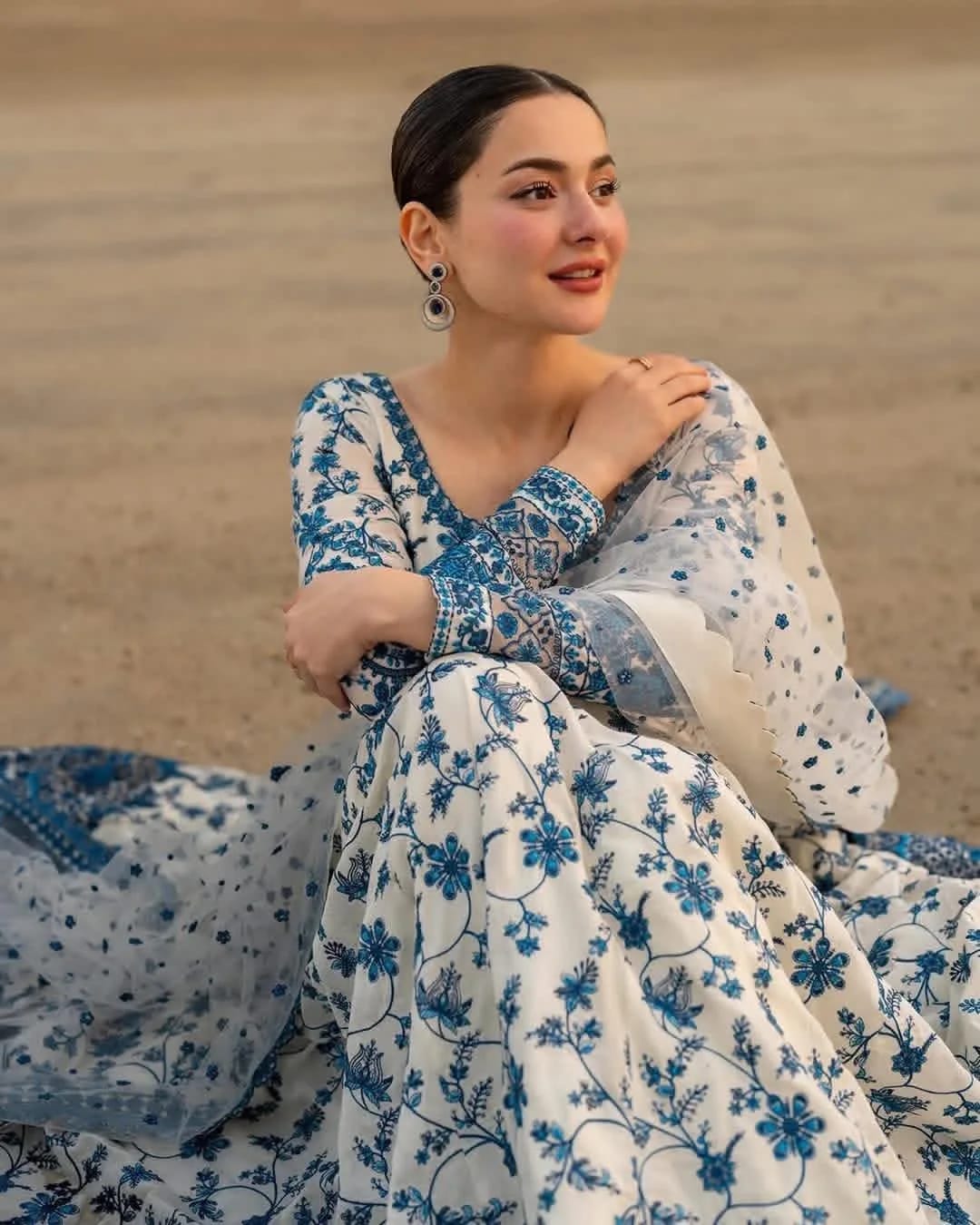 Hania Amir 3pcs Stiched Embroidered Dress