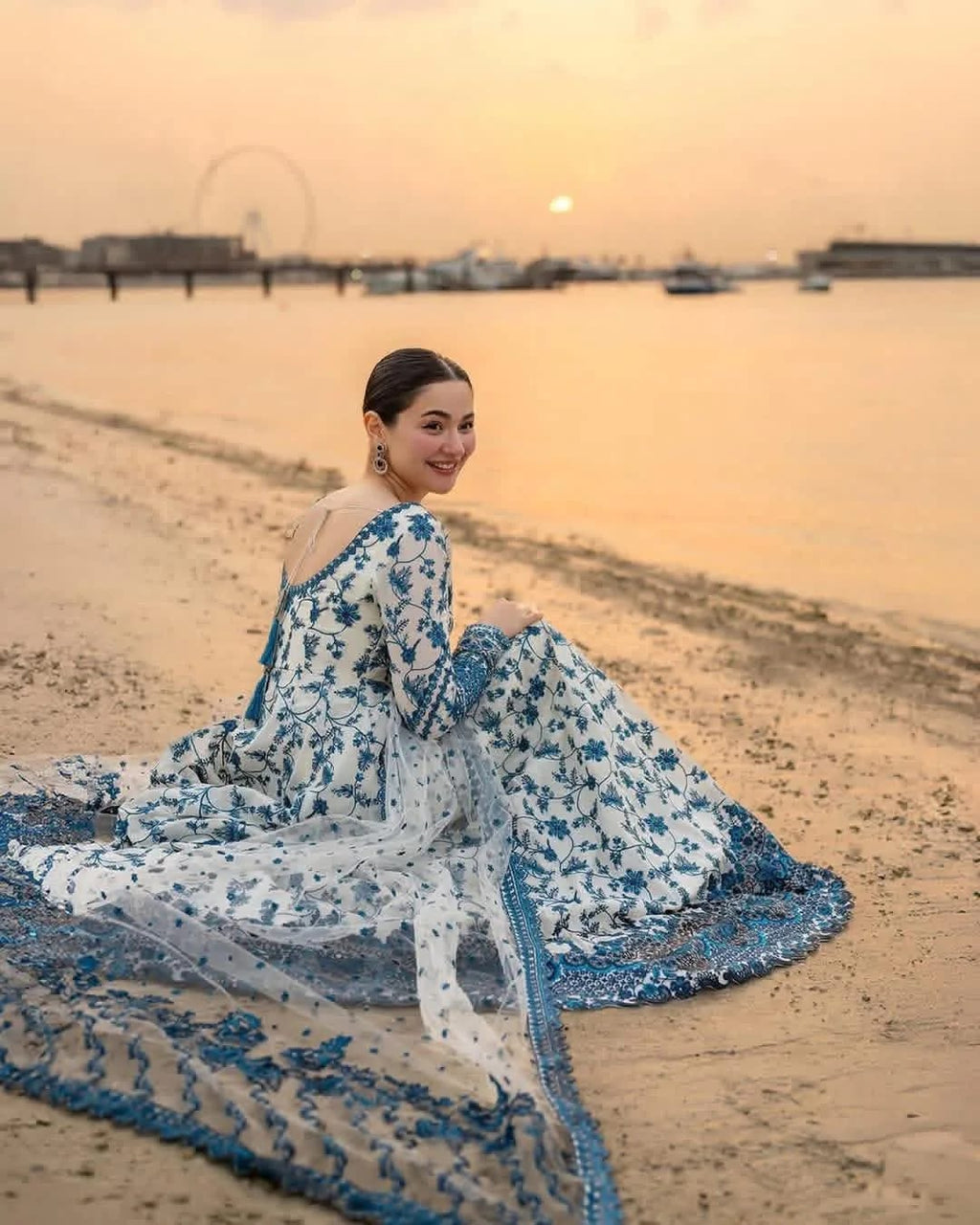 Hania Amir 3pcs Stiched Embroidered Dress