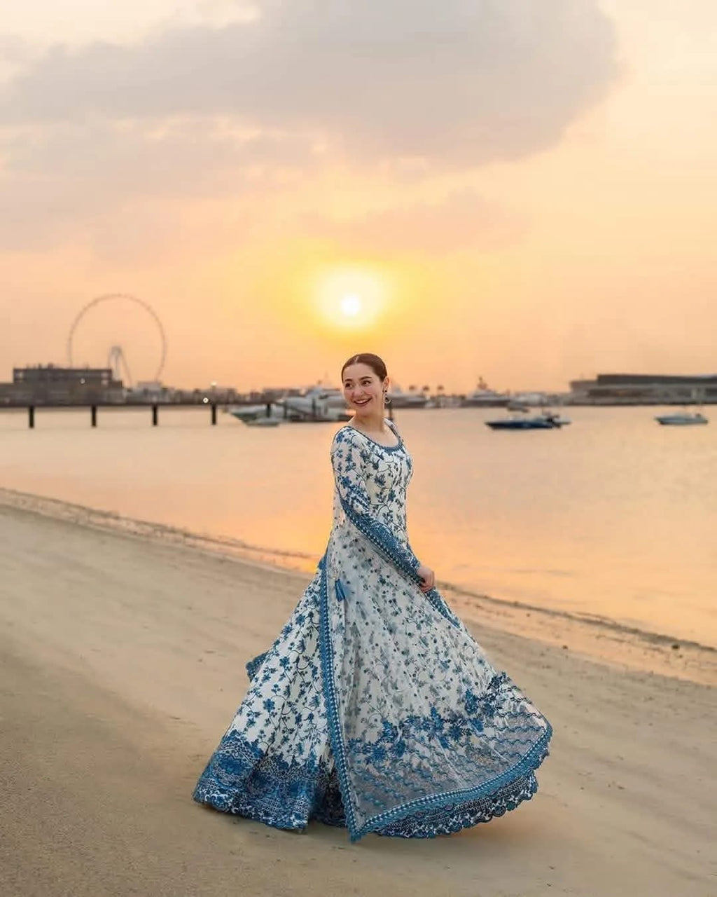 Hania Amir 3pcs Stiched Embroidered Dress