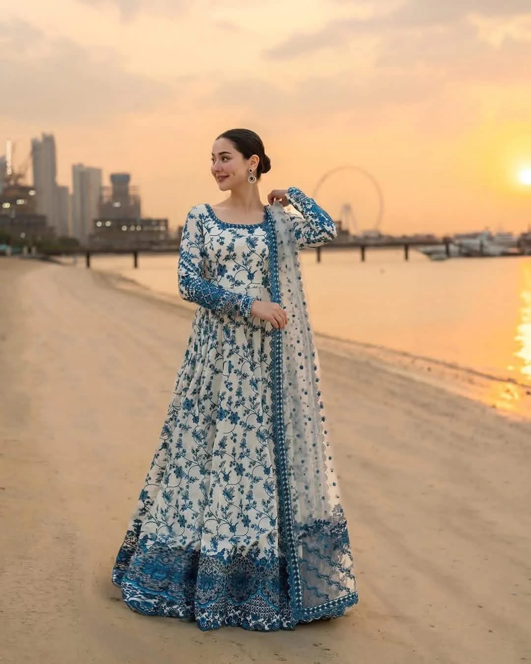Hania Amir 3pcs Stiched Embroidered Dress