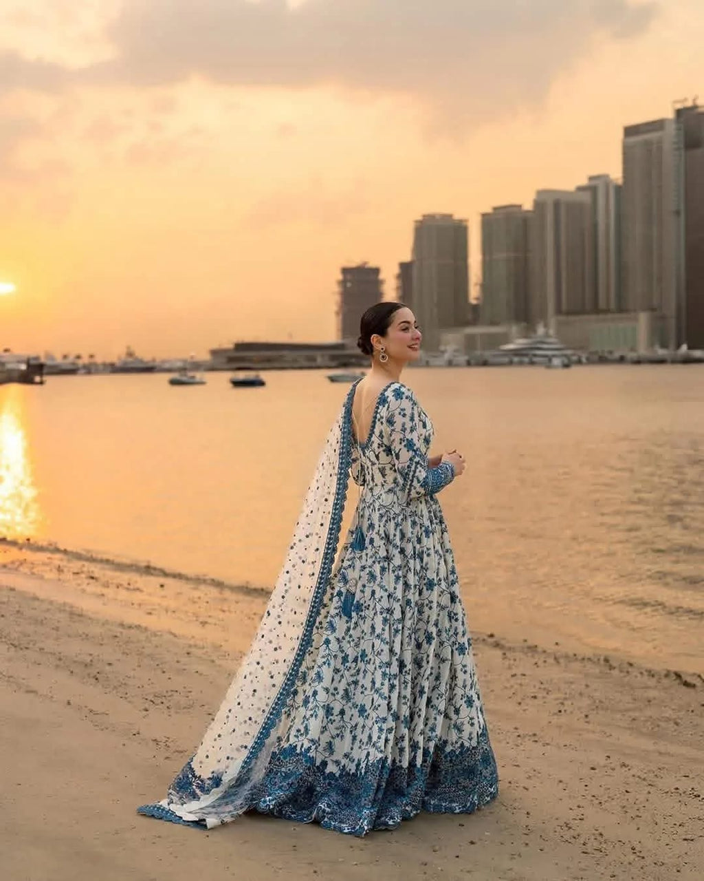 Hania Amir 3pcs Stiched Embroidered Dress