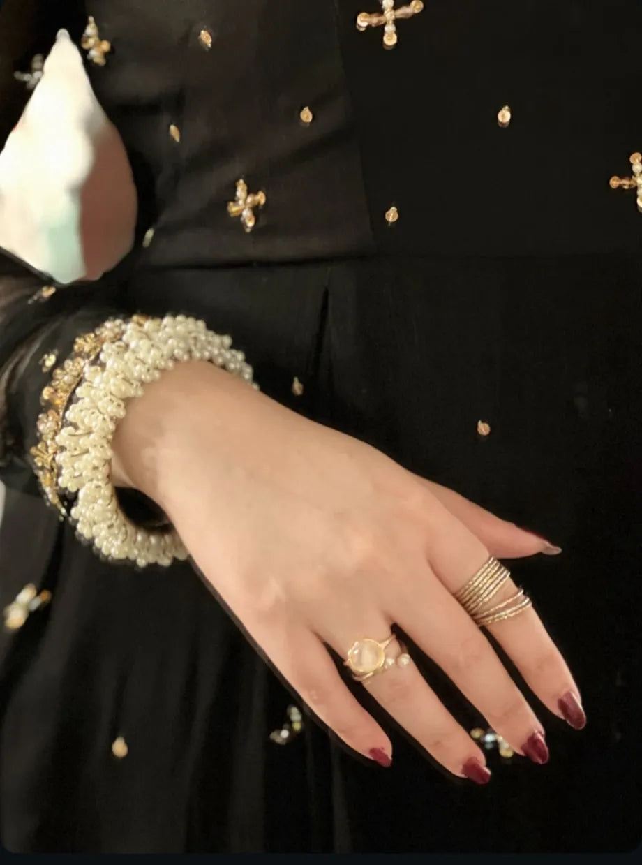 Black Handworked Chiffon Maxi with Dupatta