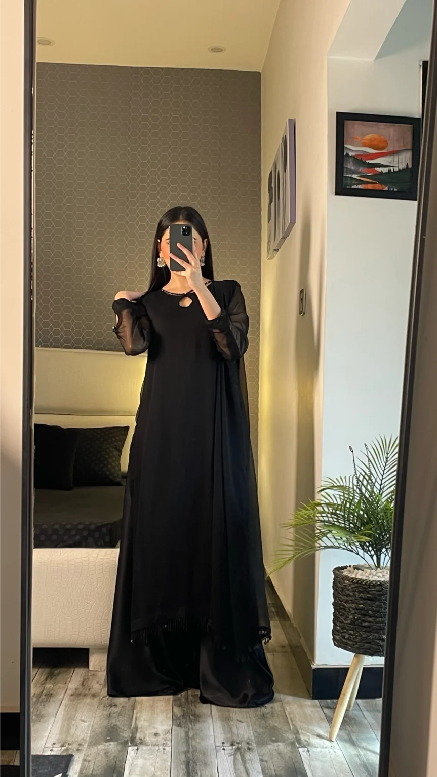Black Long Shirt 3pcs Stiched Dress For Women