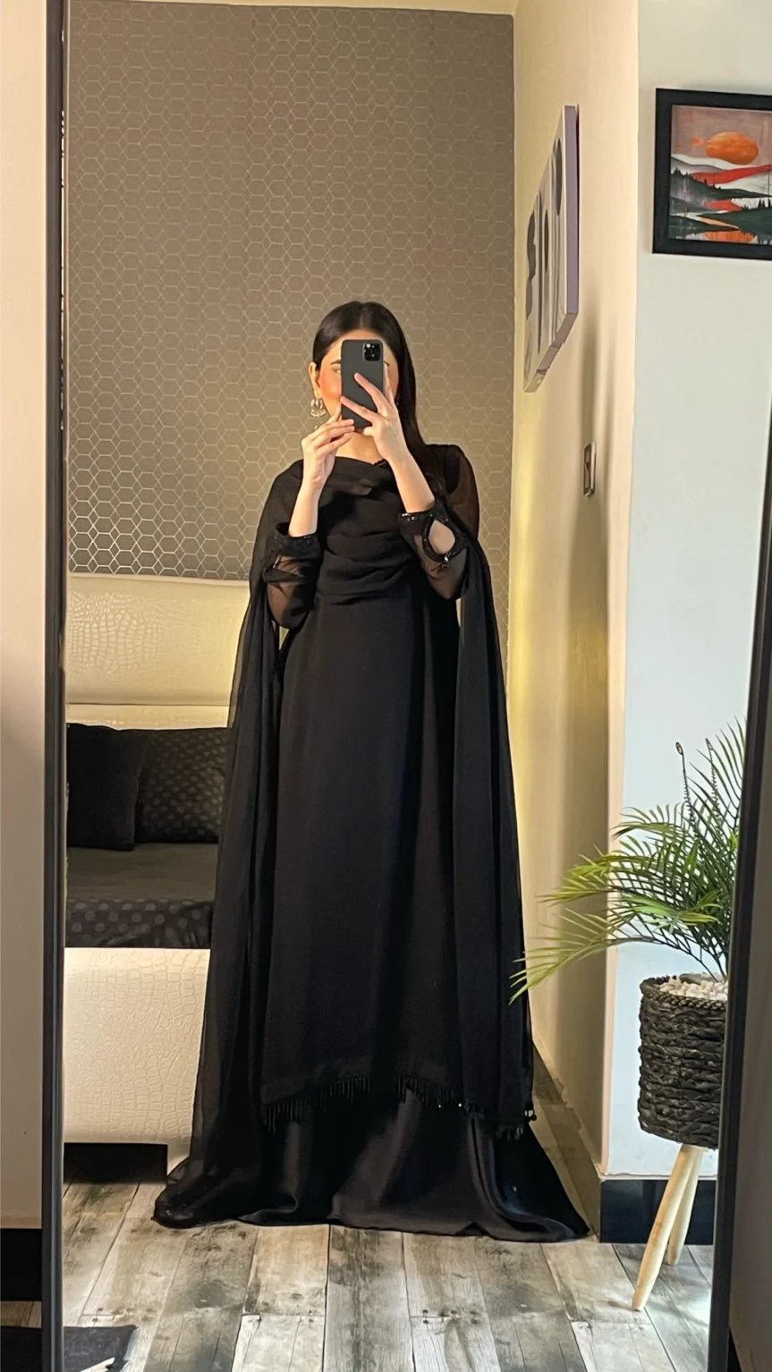 Black Long Shirt 3pcs Stiched Dress For Women
