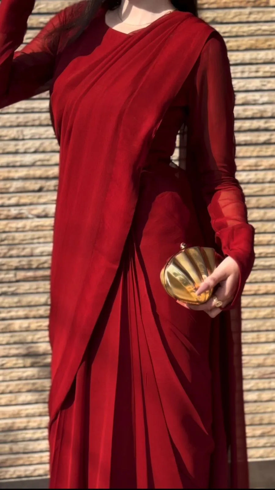 MEHROON CHIFFON SAREE