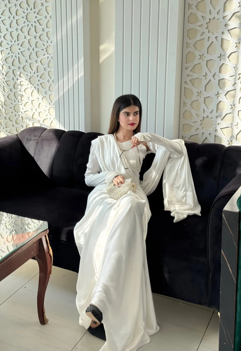 WHITE SILK SAREE