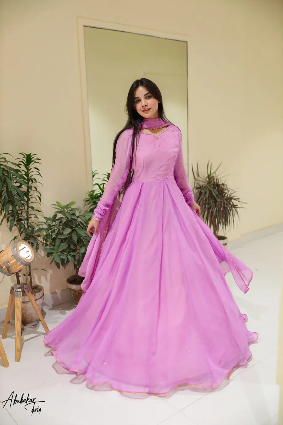 Pink Hand Embellished Work With Dupatta