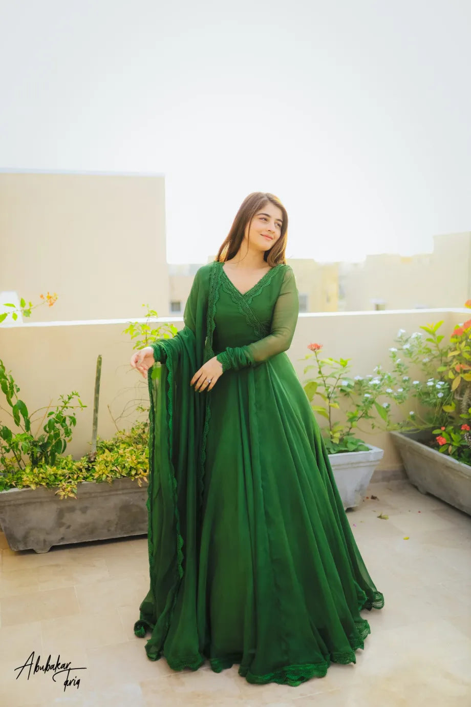 Green Flowers Floral Maxi