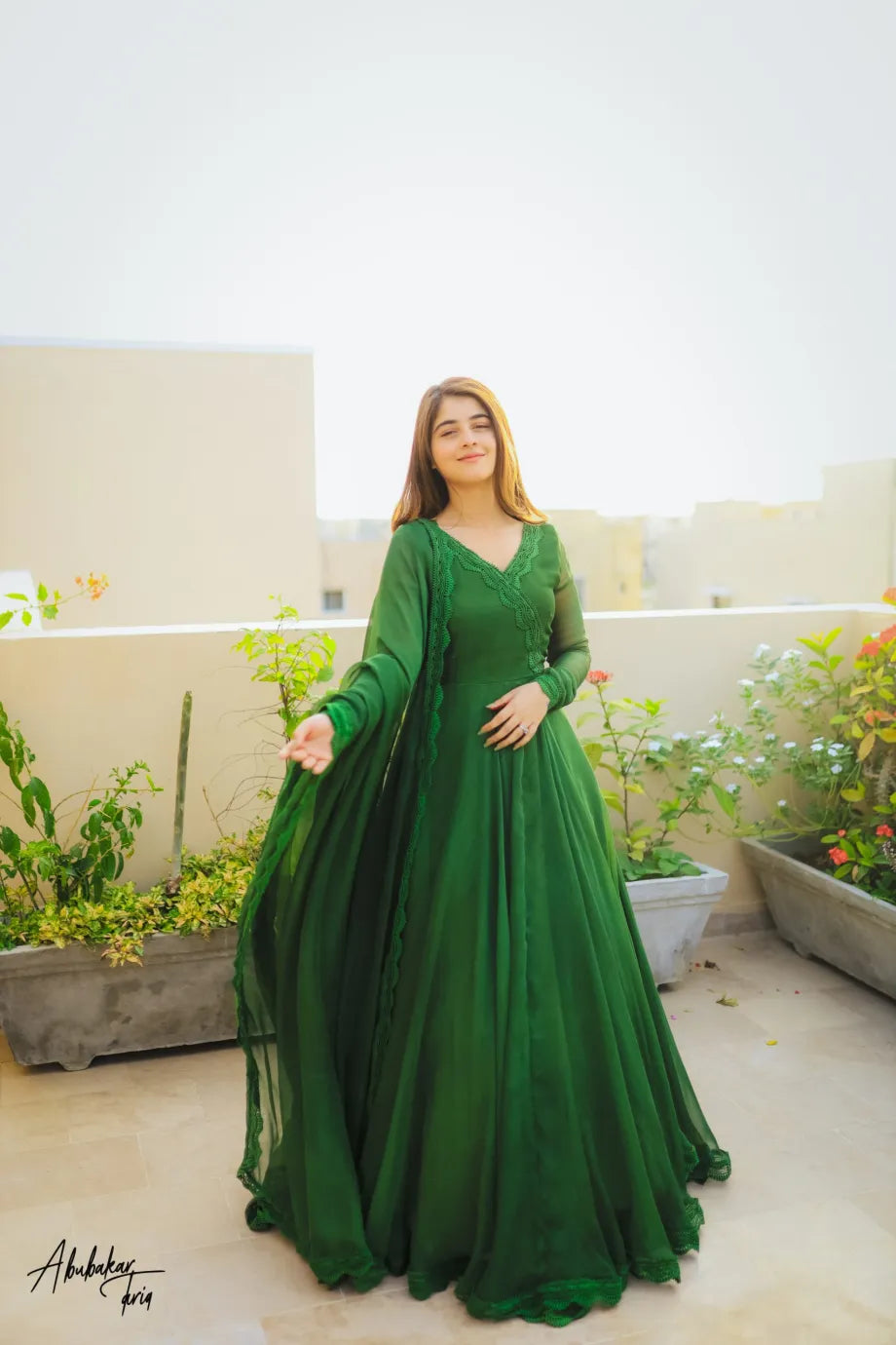 Green Flowers Floral Maxi