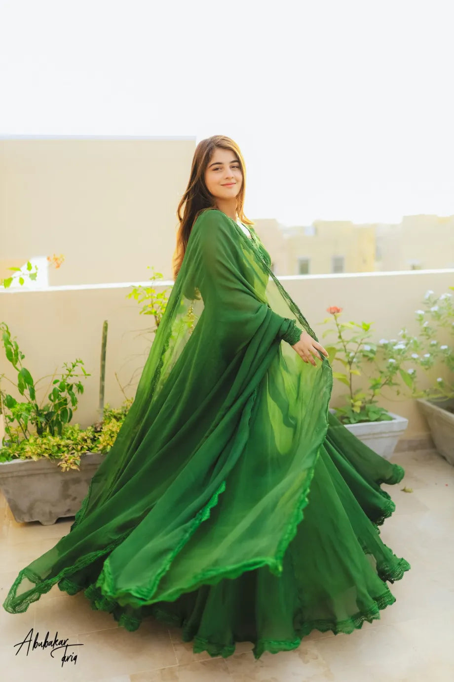 Green Flowers Floral Maxi