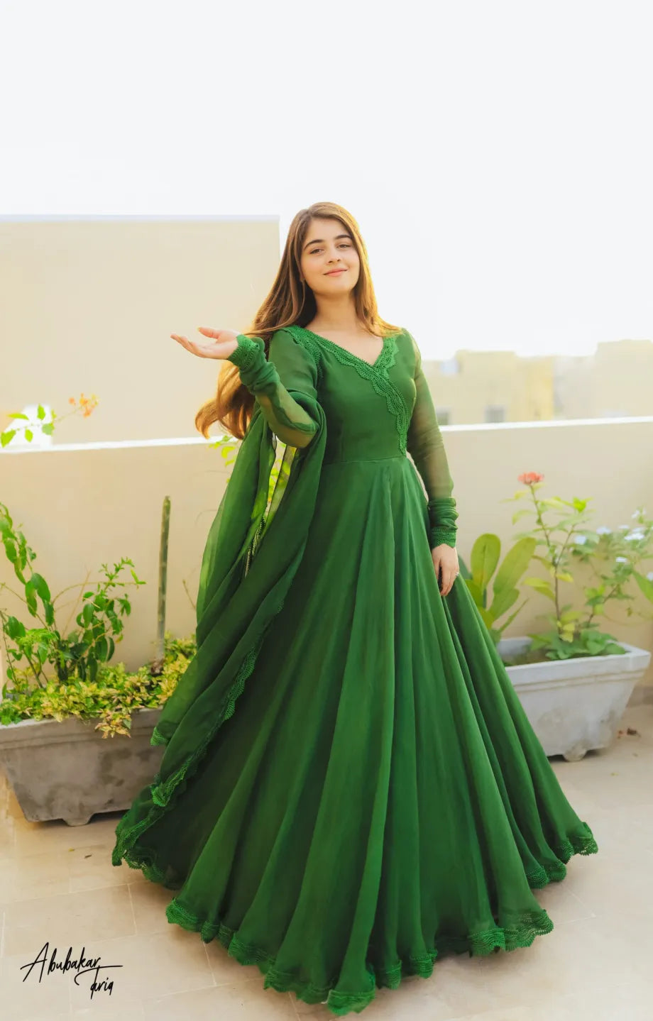 Green Flowers Floral Maxi