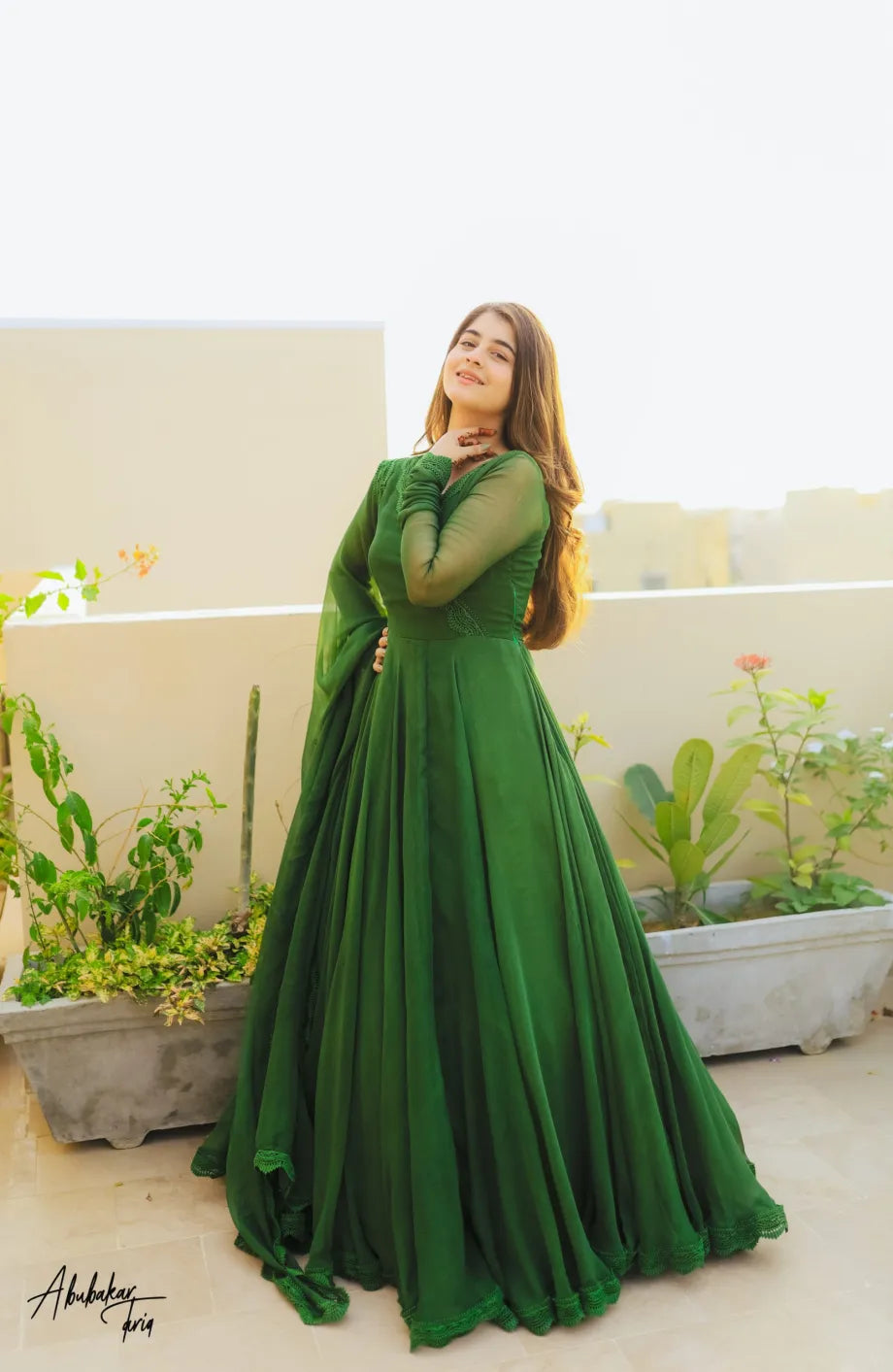 Green Flowers Floral Maxi