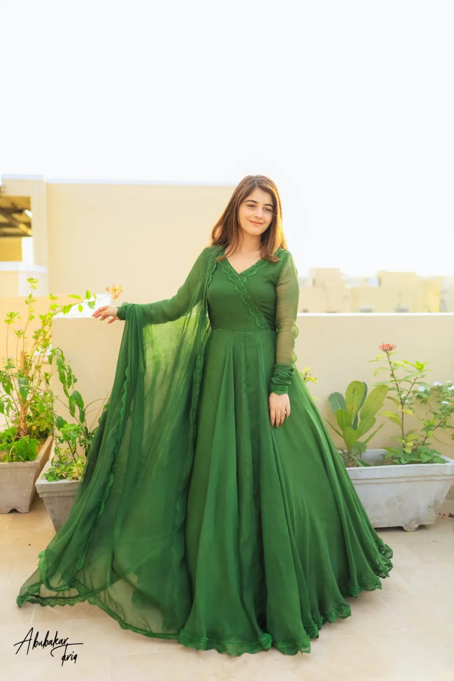 Green Flowers Floral Maxi
