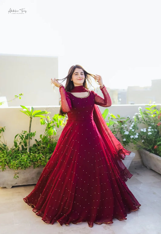 Mehru Hand Emb Anarkali Dress