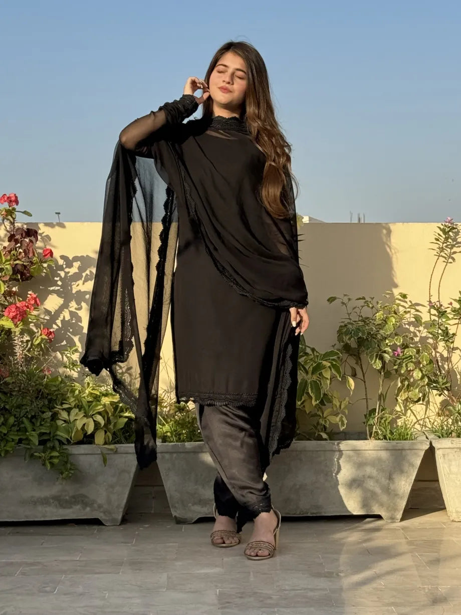 Black Sea Three Pcs Set Stiched