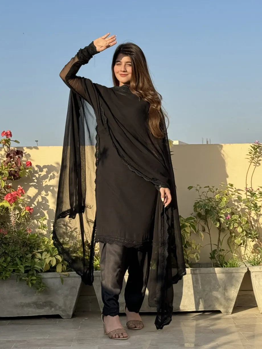 Black Sea Three Pcs Set Stiched