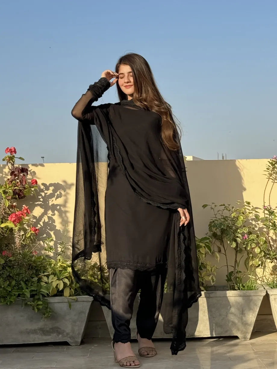 Black Sea Three Pcs Set Stiched