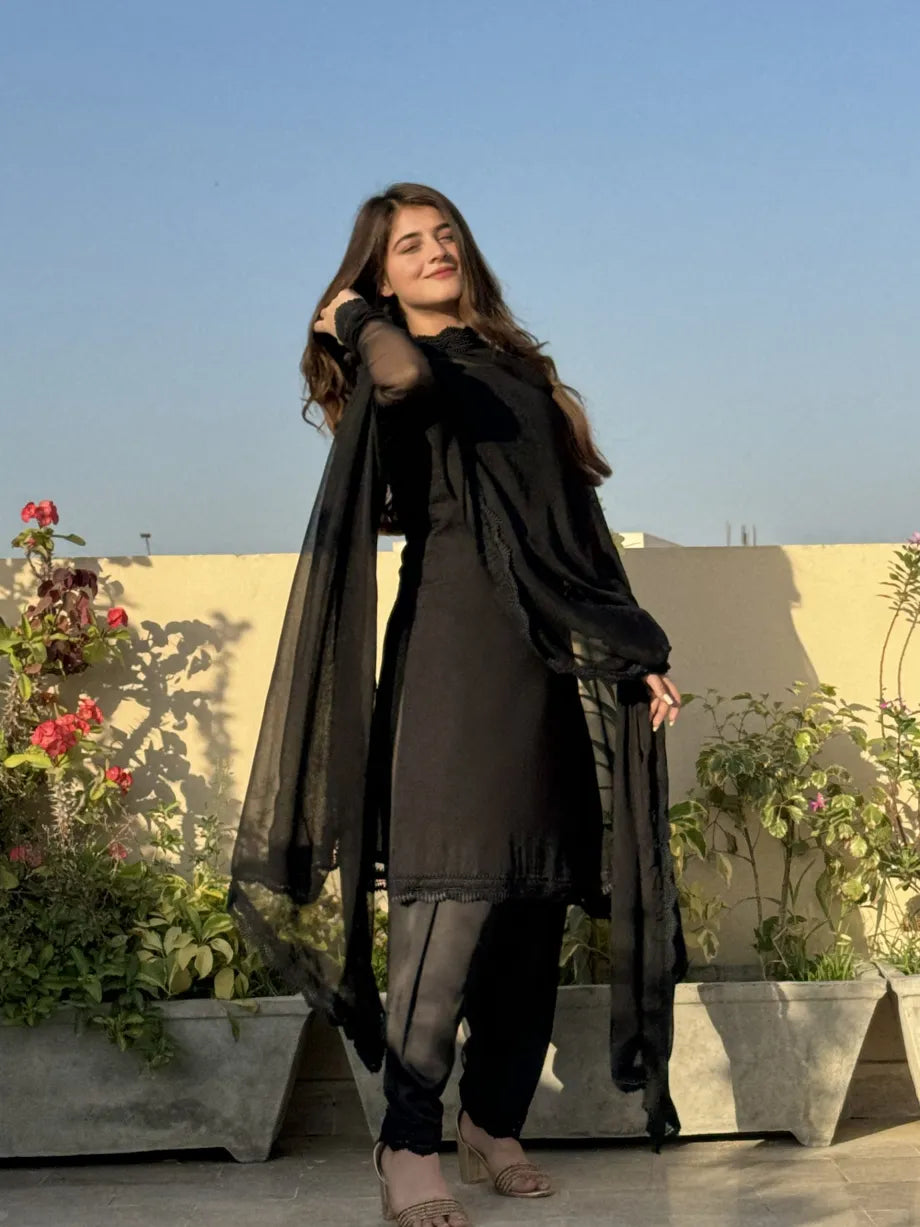 Black Sea Three Pcs Set Stiched